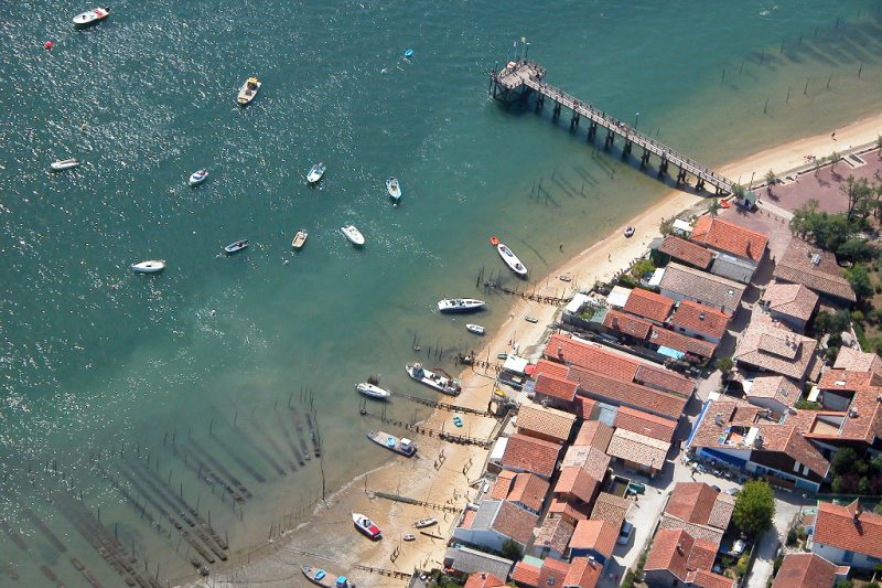 Vue aérienne du village du Canon au Cap Ferret