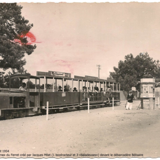 Carte postale ancienne du petit train du Cap Ferret - Collection Ferretdavant 5/9