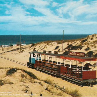 Carte postale ancienne du petit train du Cap Ferret - Collection Ferretdavant 7/9