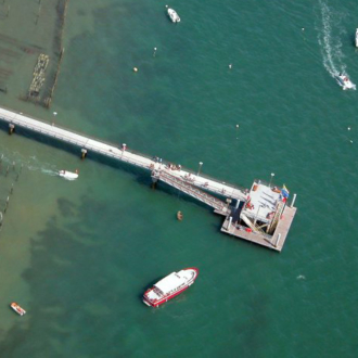 Vue aérienne de la jetée Bélisaire au Cap Ferret