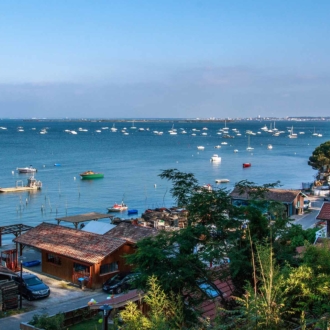 Vue sur l'Ile aux Oiseaux depuis le village de Petit Piquey au Cap Ferret