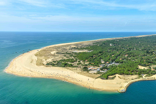 Vue aérienne de la plage de la Pointe au Cap Ferret